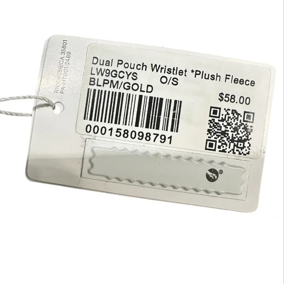 Lululemon Athletica Dual Pouch Wristlet Plush Fleece Black Plum/Gold NWT - Picture 5 of 5